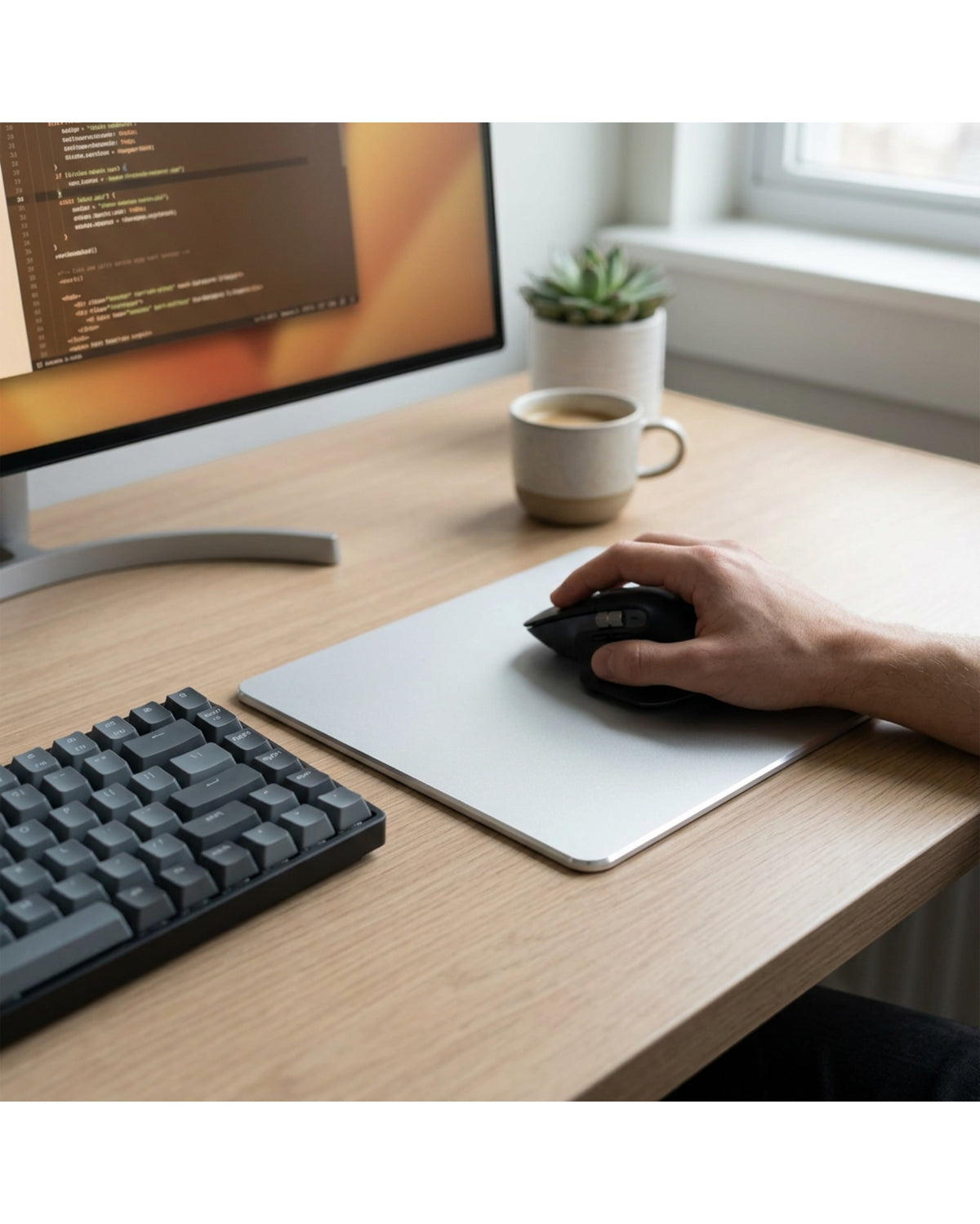 Fevoe Aluminum Hard Mouse Pad 300 x 240 mm Silver - Lifestyle view
